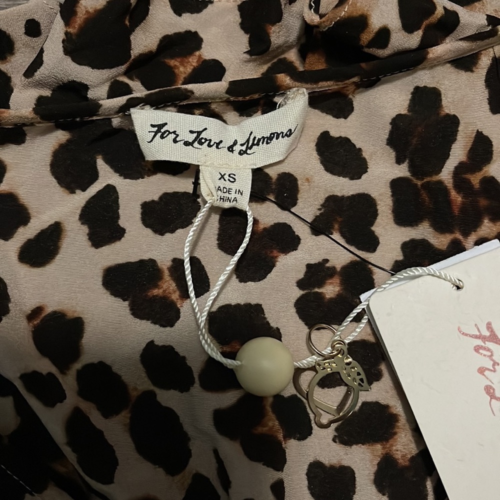 For Love & Lemons Leo Keyhole Silk Blend Cheetah Print Long Sleeve Dress NWT XS - Picture 9 of 10